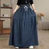 Autumn Winter Women Plus Size Denim Long Skirts Trousers Bottoms Cotton Loose Casual Oversize Denim Blue Skirt