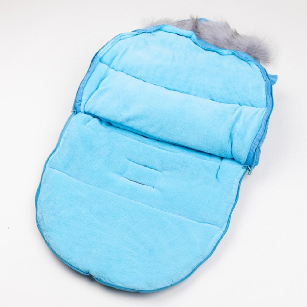 Sleeping bag for stroller gondoli seat for sled winter autumn warm soft blue