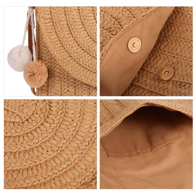 Beach Bags Straw Clutch Straw Shoulder Bag Women's'S Light Brown