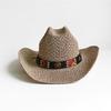 Sombrero de Vaquero Occidental de Ala Ancha Sombrero Tejido a Máquina Para Mujeres Hombres Protección Solar para Exteriores Playa Viajes Vacaciones