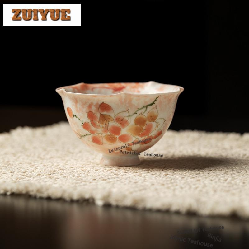100ml Hand-painted Magnolia Teacup Elegant Tea Bowl Cute Cup Tea-tasting Fragrance Cup Jianzhan Master Cups For Tea Decoration
