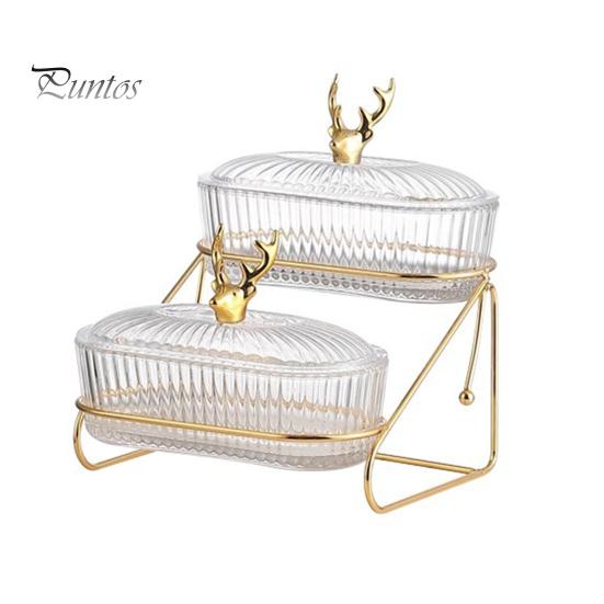 

3-ярусний лоток із сухофруктами з підставкою для горіхів. Стильна кришка з лосиною. Міцна пластикова залізна рама. Фруктова тарілка. Скандинавська модна піднос для закусок для фруктових цукерок. Dual Layer