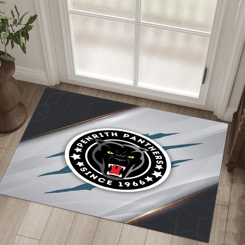 Penrith Panthers Design Kristall Samt Teppich Gemütlich Non?Rutschfester Teppich mit Aufdruck für Schlafzimmer Wohnzimmer Eingang