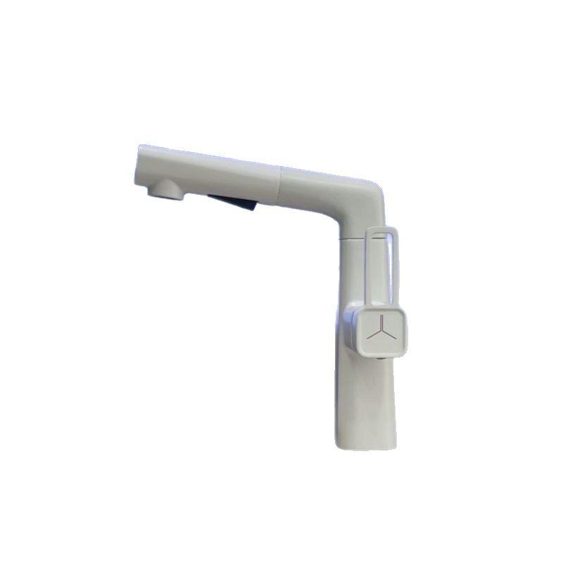 Milky White Bronze Pull-Out Bathroom Basin Faucet Grey Household Adjustable Hot And Cold Shower Faucet for Kitchen And Bath