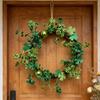 St Patricks Day Wreath for Front Door 15.7 Inch Artificial Clover Lucky Shamrock Wreath for Spring Summer Party Decor