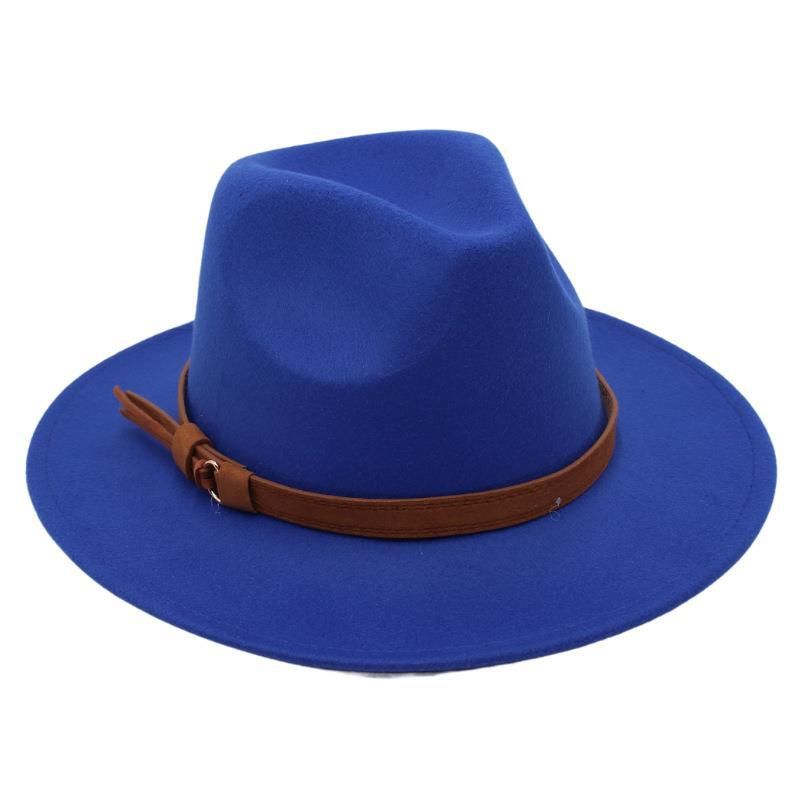 Top Hat Belt Buckle Model Jazz Hat Men'S And Women'S Concave Felt Hat Woolen Hat Fedora Hat
