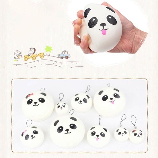 Plush Key Pendant Ultra Soft Anti-fall Adorable Slow Rebound Panda Buns Bag Strap Pendant for Anniversary Gift