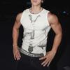 Summer Men Sleeveless Print Ribbed Casual Tank Tops Vest