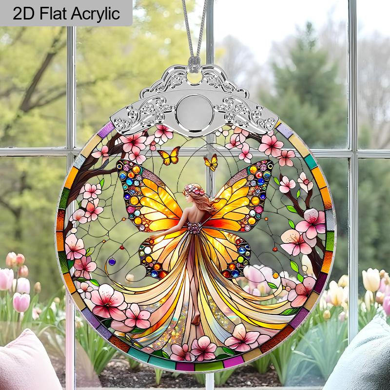 1pc Elf Butterfly Acrylic Ornament, Stained Effect Decor for Home/Car/Bar/Bedroom, White Elephant & Seasonal Gift