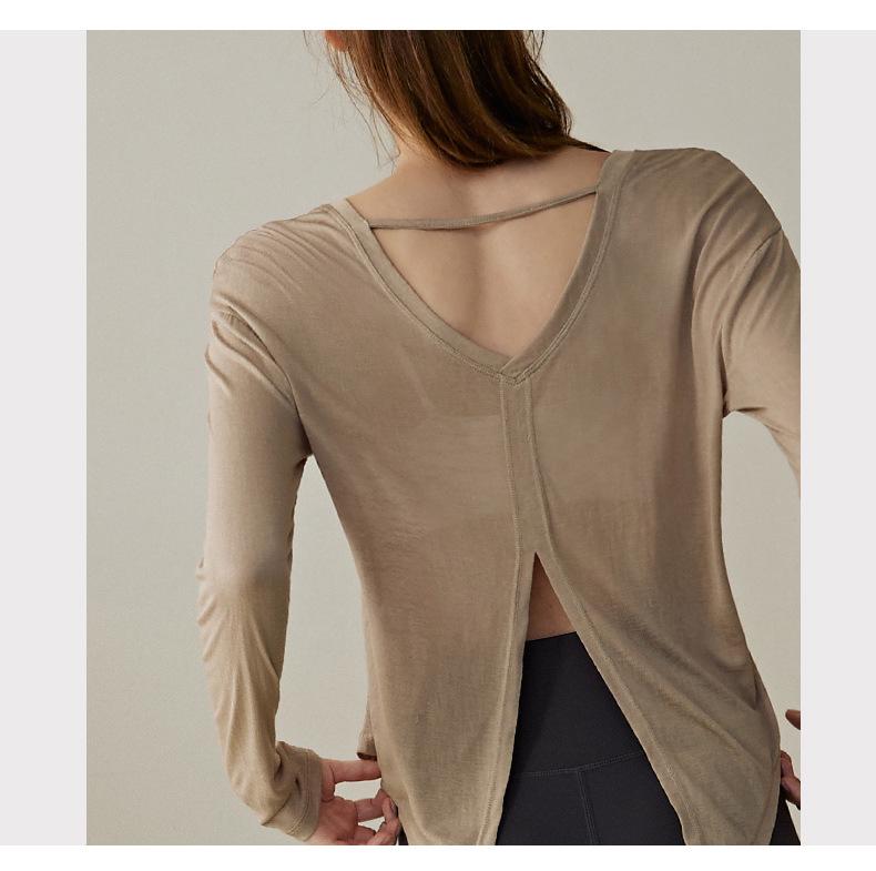 Women's Loose-Fit Long Sleeve Sport Top for Running & Pilates