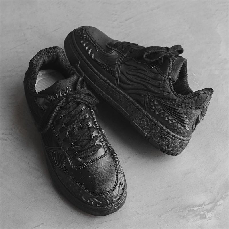 

Новая мужская обувь спортивная маленькая белая обувь однотонная повседневная нишевая резная низкая кеды мужские X91 44 чёрный