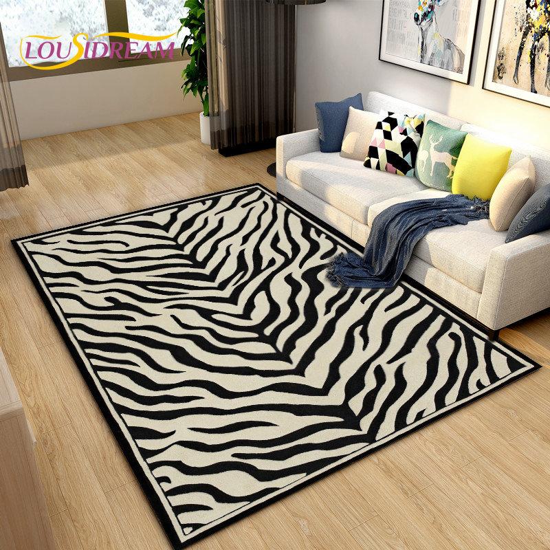 3D Stripe Tiger Print Pattern Area Rug Large,Carpet Rug for Living Room Bedroom Kitchen Doormat Decoration, Non-slip Floor Mat