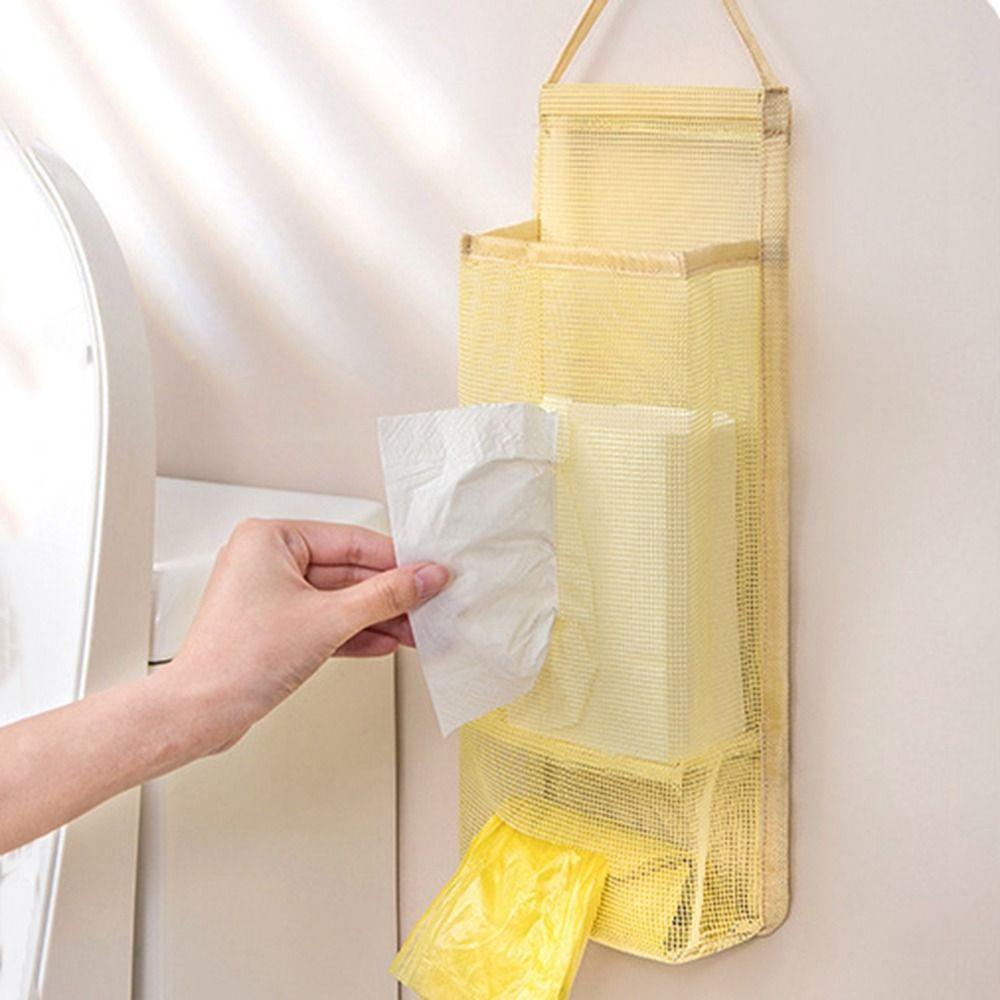 Mesh Garbage Bag Storage Bag Wall Mounted Plastic Bags Storage Organizer Grocery Bag Holder  Home