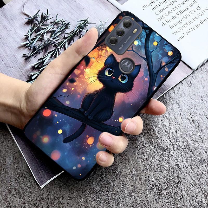 Phone Case For Moto G85 G55 G05 G14 G75 G31 G50 G10 G20 G30 G60 G13 G32 G84 G54 G53 G72 G24 Power Black Cats