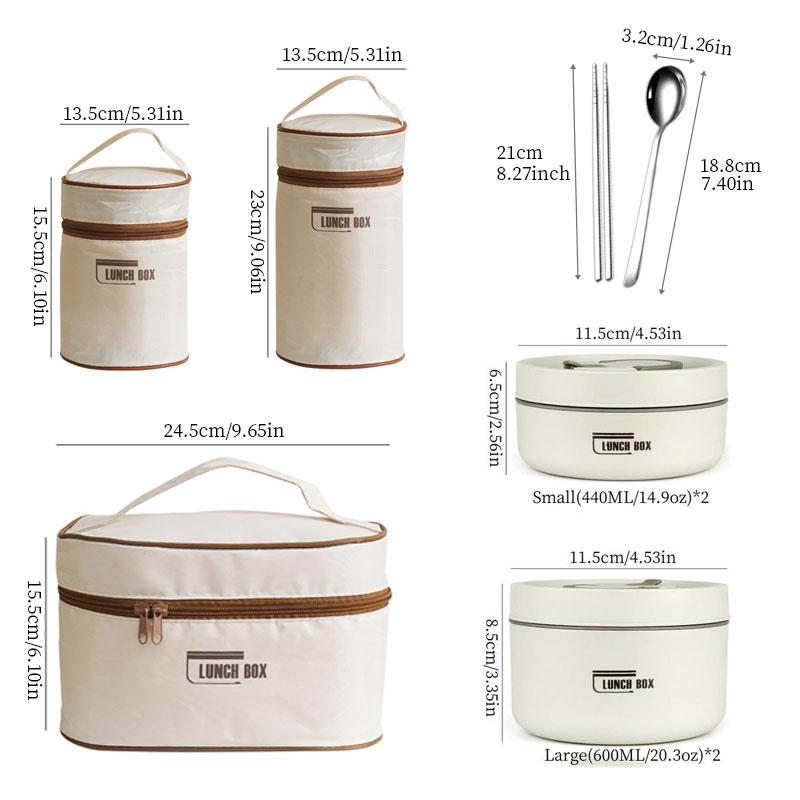 Lunch Box Portable Insulated Food Lunch Container Set with Thermal 4 Separate Stackable Lunch Container Kitchen for Adult Kid