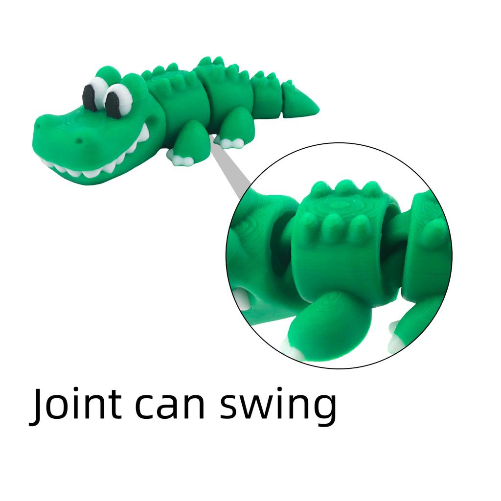 Three Dimensional Crocodile Shaped, 3D Printed Cute And Lively Animal Models, Flexible Joint Swinging For Stress Relief