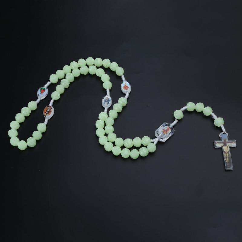 glowing in Dark Rosary Necklace Holy Jewelry Charm Decoration for Birthday Wedding Festival Decoration