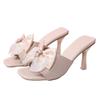 Women's Slippers 2025 New Plus Size Modern Fashion Dress Ladies Shoes Fashion Women Square Toe Thin Heels Bow Tie Pearl Sandals