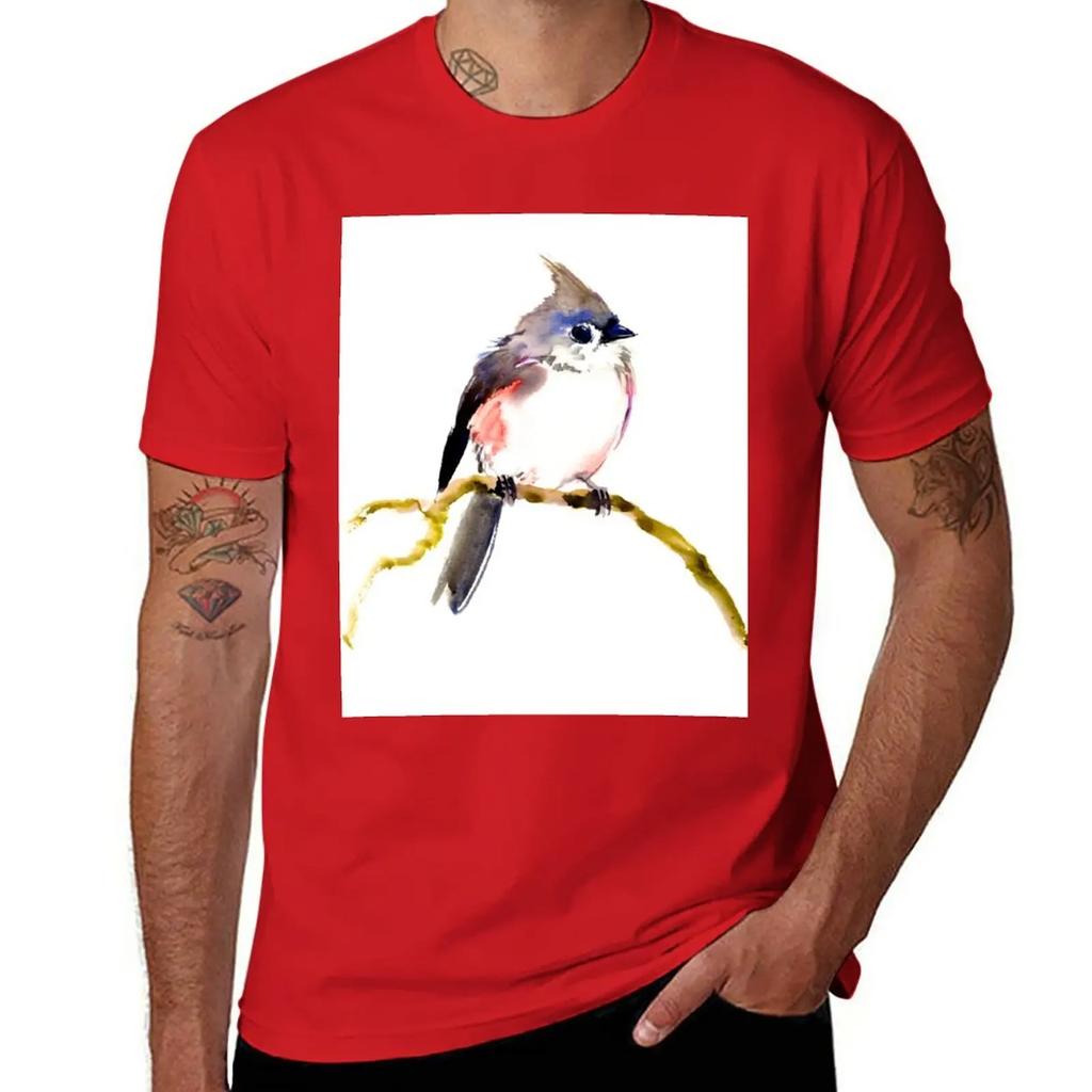 Beautiful Bird, Titmouse T-Shirt for a boy animal prinfor boys Short sleeve tee fitted t shirts for men
