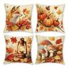 Home Decor Autumn-Themed Fox, Pumpkins, Lantern & Mushrooms Pillow Covers Pattern Cushion Cover Suitable For Sofa Bedroom Car