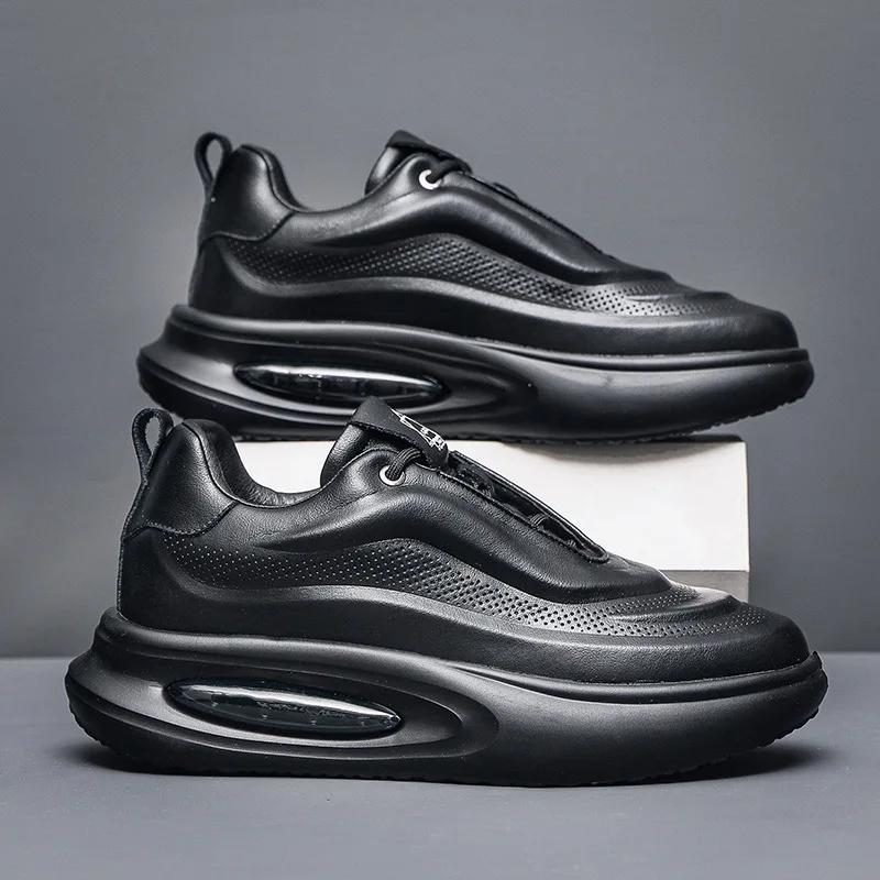 

Мужская обувь из натуральной кожи, модный тренд, повседневная спортивная обувь на воздушной подушке, роскошные кроссовки, мужская кожаная оригинальная обувь 43