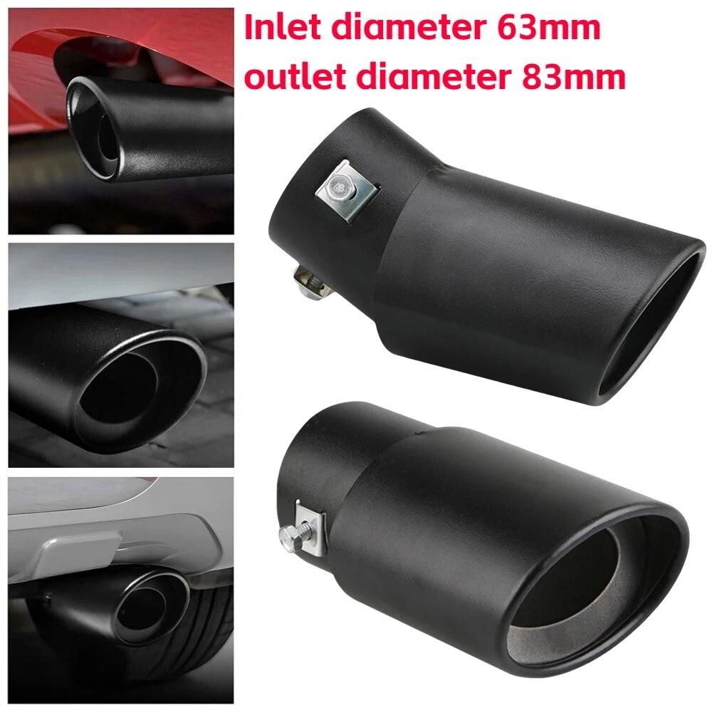 Vârf universal de eșapament pentru mașină, rotund, din aliaj de aluminiu, tobe de eșapament, garnitură spate, duză pentru țeavă de eșapament auto, admisie țeavă de amortizor 63 mm