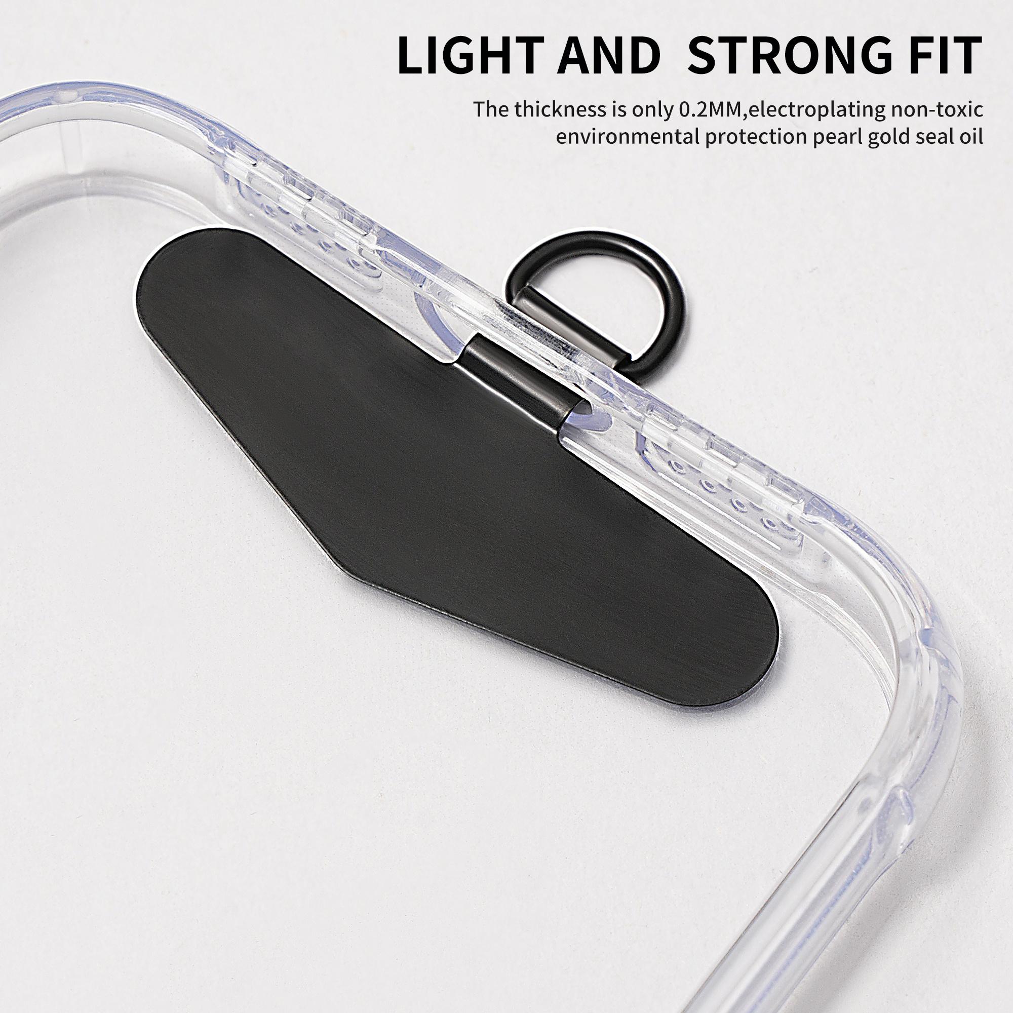 

D-Ring Phone Tether Tab Metal Patch Pad for Phone Lanyard Strap Silver