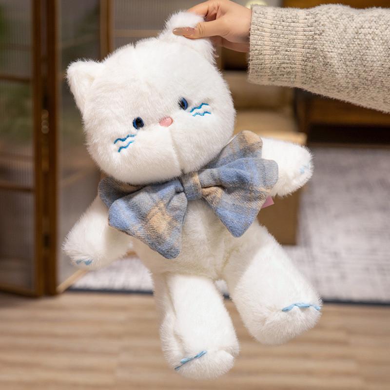 Tie Bow Cat Plush Toy Animal Dolls Pp Cotton Home Decortion Kids Birthday Gifts