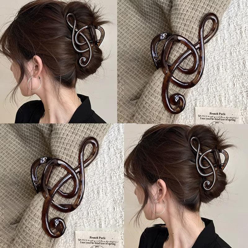 Fashion Leopard Mobius Strip Shape Hair Claw Clip For Women Large Size Barrettes Musical Note Hairpin Ponytail Hair Accessories