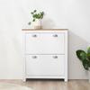 Mobiletto Portascale a 2 Cassetti Moderno Stretto Organizzatore in Legno per Corridoio con Ante a Ribalta Scaffale Regolabile per 6-12 Paia, Bianco