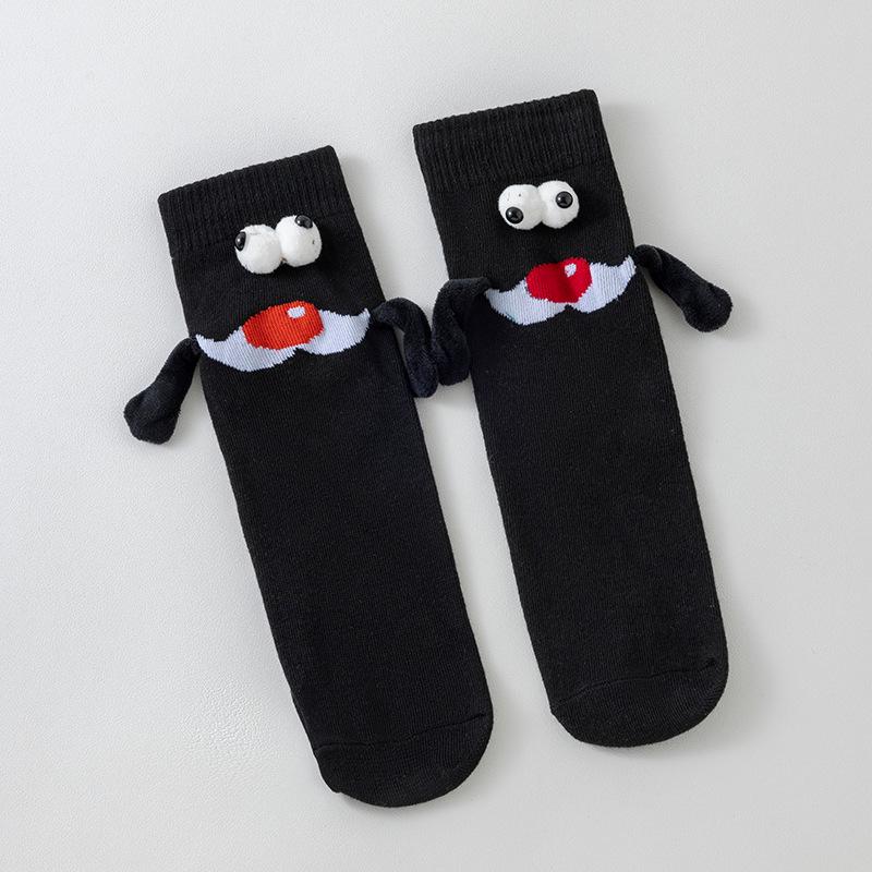 Cute Black and White Mid-Calf Magnetic Couple Socks