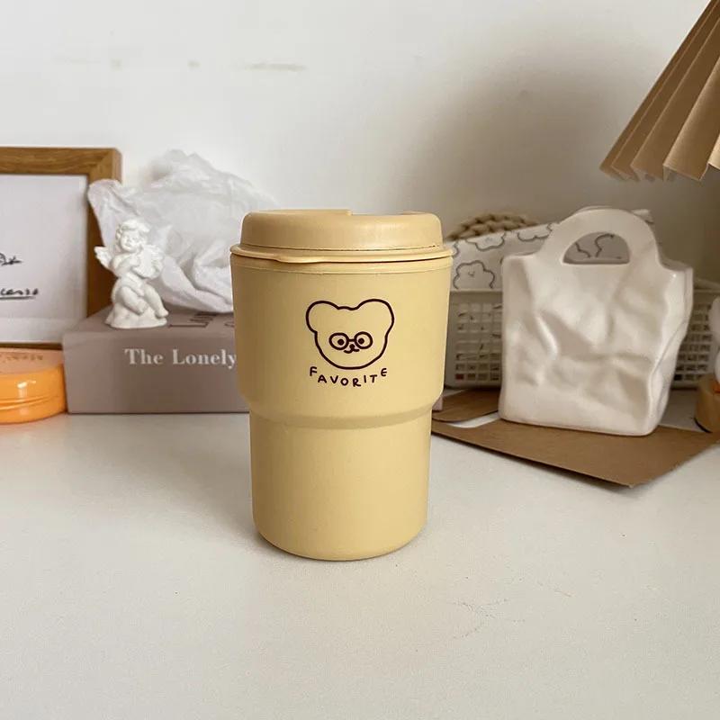 

1PC Portable Cartoon Cute Bunny Hand-painted Coffee Mugs Portable Reusable Non-slip Drinking Ware Mug simple Tea Coffee Cups 350ml