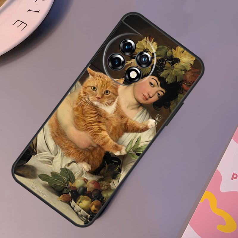 Funny Cat Art Aesthetics Case For OnePlus 12 11 9 10 Pro 9RT 10T 10R 12R OnePlus Nord CE 2 3 Lite 2T N10 N20 Cover