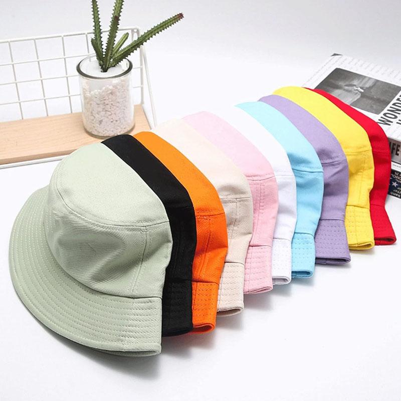 Cotton Summer Bucket Hat Children Candy Color Outdoor Customized Hat Running Hiking Cap Basin Breath Casual Leisure Beach Cap