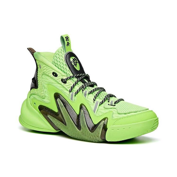 Anta Berserk 2 Cushioning Slip Resistant Abrasion Resistant High Top Basketball Shoes Men's Black Green White 112031602-7