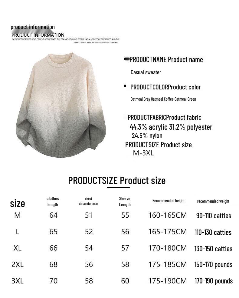 VUUG Korean-Style Gradient Crewneck Knit Sweater