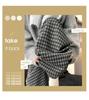 High-Waisted Retro Plaid Wool Pants, Plus Velvet, Women's Autumn/Winter 2024, Black/Gray, Wide-Leg, Straight-Leg, Slimming Fit.