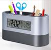Creative Pen Holder Alarm Clock Snooze Electronic Table Clock With Temperature Humidity Calendar Display