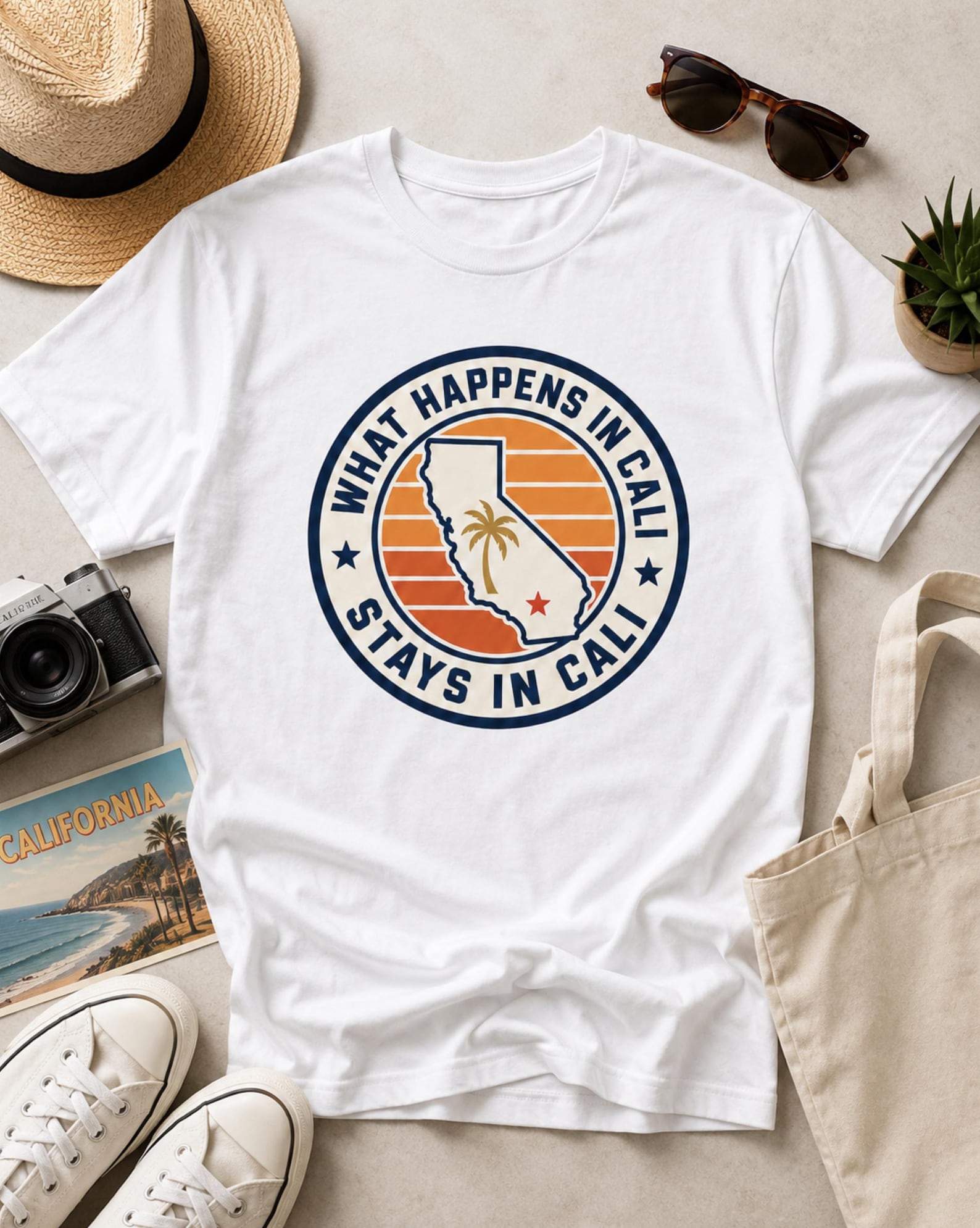 California Graphic Tee – Retro Sunset Badge T-Shirt M