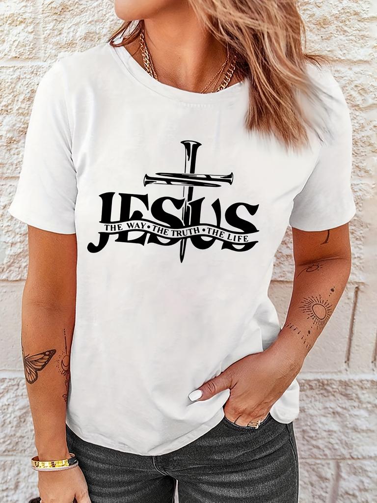 Jesus Is Essential Yesterday Today Forever Letter Print Tshirt Unisexs Crew Neck Short Sleeve T Shirt Y2k Tees Tops Clothes 90s