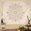Bohemian Tapestry Wall Hanging, Beige Pink Floral Tapestry with Wild Flower Medallion Print Bedroom Boho Home Decor, Whit