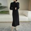 Half Turtleneck Sweater Dress for Women In Autumn and Winter Knee-length Sweater Long Dress Solid-colored Pullover Warm High-neck Knitted Dress