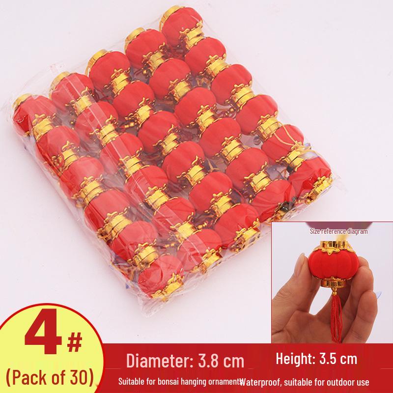 Handmade Red Flocked Lantern Ornaments for Trees: Chinese-Style New Year and Wedding Decorations