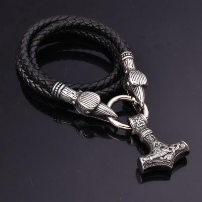 Collana da uomo con ciondolo a forma di martello di Thor, Odin Raven, in acciaio inossidabile nordico vichingo 