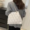 PU-Leder Plaid Gesteppte Damen Schultertasche Polsterung Unten Leichte Casual Kette Umhängetasche Große Eimer Handtasche