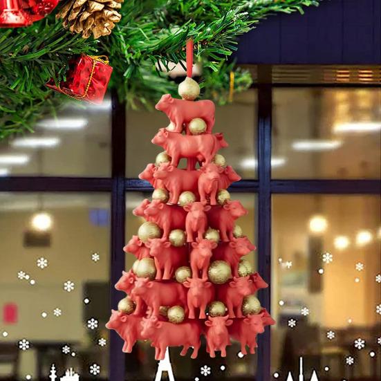 Stacking Animal Pendant Animal Christmas Tree Pendant 2D Acrylic Hanging Decoration for Xmas Tree Backpack Keychain Car
