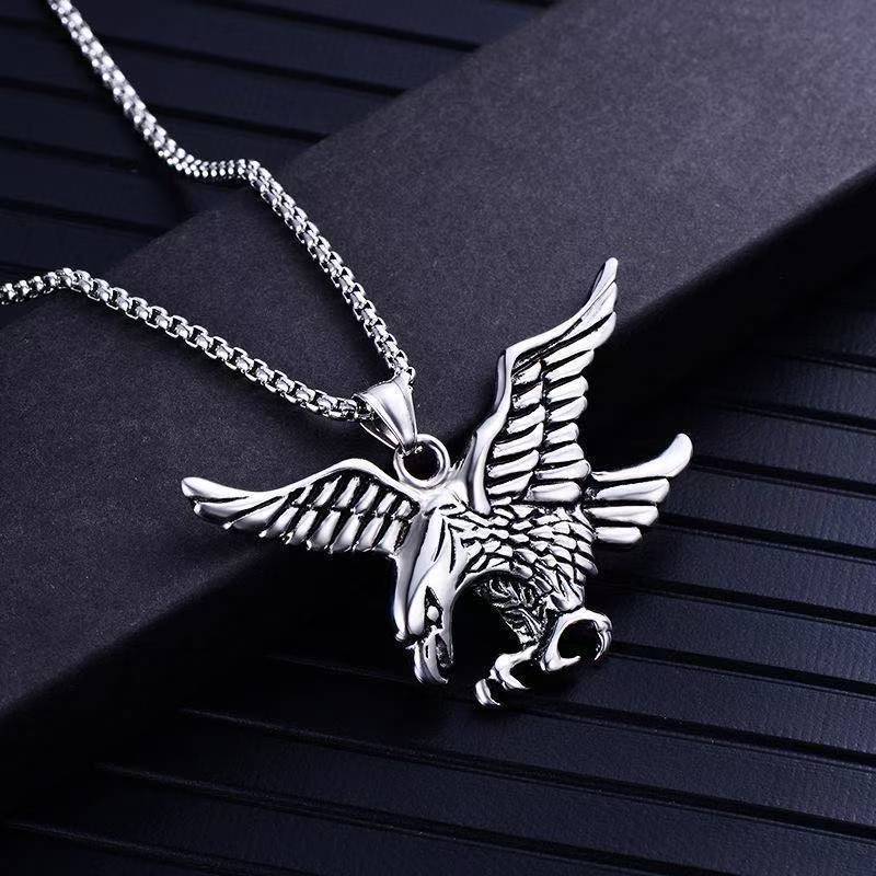 Eagle Wing Pendant Necklace, Men's Punk Streetwear Fashion Jewelry
