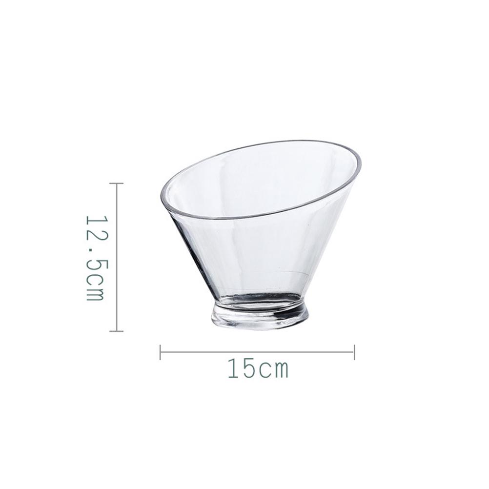 Acrylic Slant Bowl 13.5Cm Clear Salad Dessert Fruit Vegetable Serving Container Lightweight Crack Resistant Snack Bowl