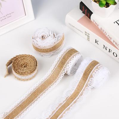 2M New DIY Crafts Party Supplies Burlap Ribbon Rustic Wedding Natural Hessian Lace Trim Edge