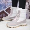 Women's Outdoor Long Winter Boots, Thick Velvet Lining, Warm Plus Size 42 Snow Footwear
